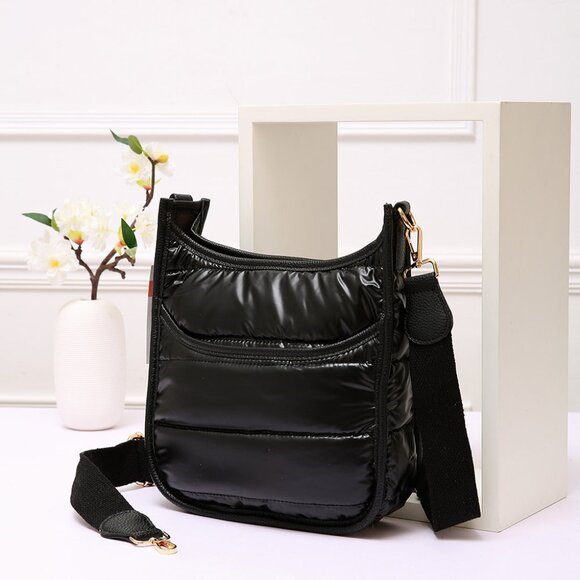 Solid Quilted Shiny Puffer Mini Crossbody Bag NWT - Picture 1 of 2